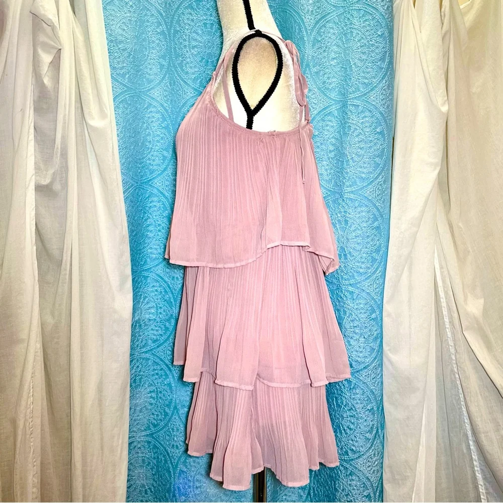 🌟 Lulus Blowing Kisses Dusty Pink Pleated One Shoulder Mini Dress Size XL - Picture 3 of 8